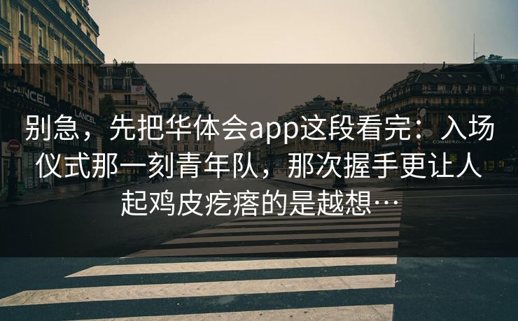 别急，先把华体会app这段看完：入场仪式那一刻青年队，那次握手更让人起鸡皮疙瘩的是越想…