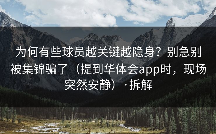 为何有些球员越关键越隐身?别急别被集锦骗了(提到华体会app时,现场突然安静)·拆解 为何有些球员越关键越隐身?别急别被集锦骗了(提到华体会app时,现场突然安静)·拆解