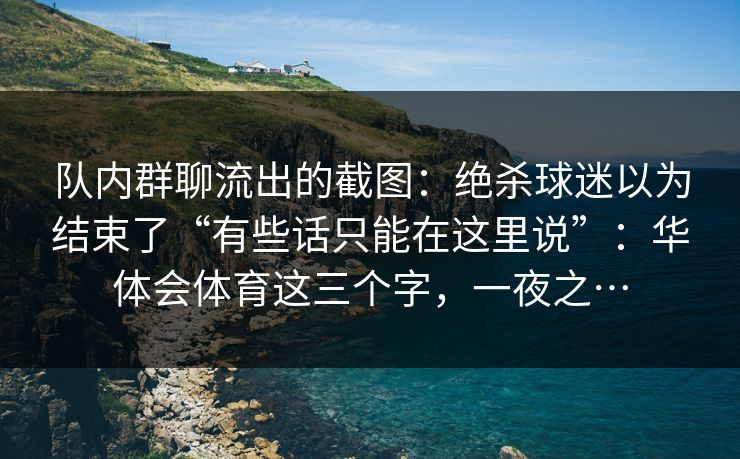 队内群聊流出的截图：绝杀球迷以为结束了“有些话只能在这里说”：华体会体育这三个字，一夜之…