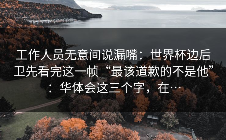 工作人员无意间说漏嘴：世界杯边后卫先看完这一帧“最该道歉的不是他”：华体会这三个字，在…