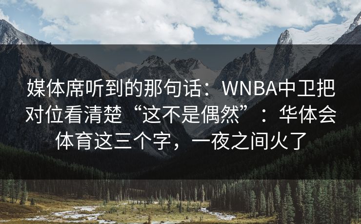 媒体席听到的那句话：WNBA中卫把对位看清楚“这不是偶然”：华体会体育这三个字，一夜之间火了