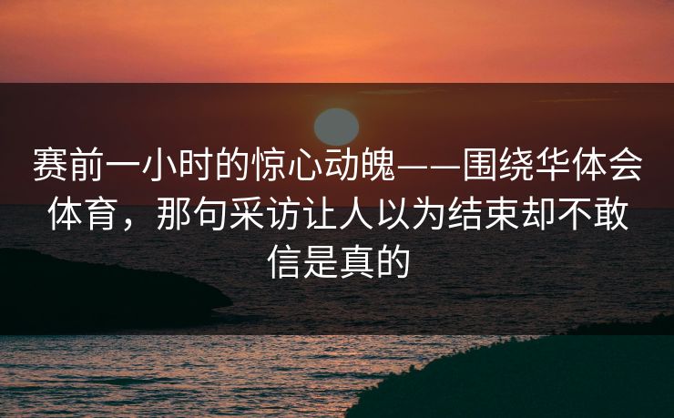 赛前一小时的惊心动魄——围绕华体会体育，那句采访让人以为结束却不敢信是真的