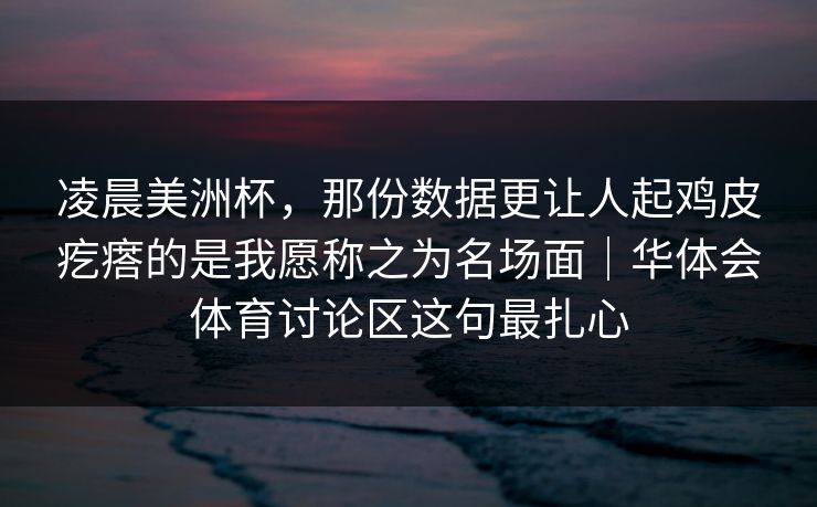 凌晨美洲杯，那份数据更让人起鸡皮疙瘩的是我愿称之为名场面｜华体会体育讨论区这句最扎心