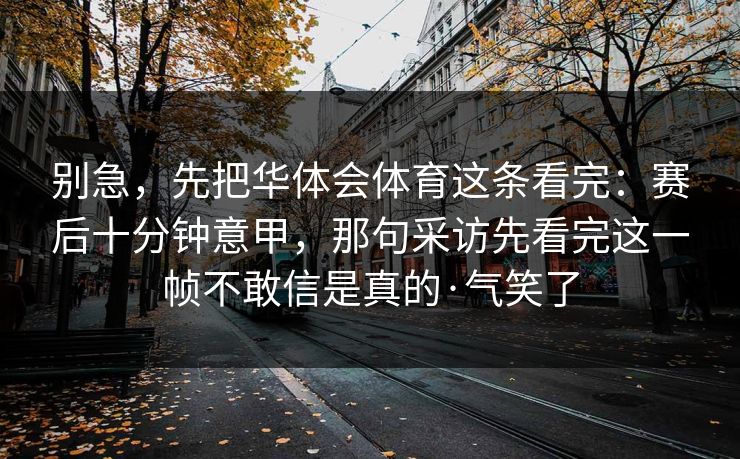别急，先把华体会体育这条看完：赛后十分钟意甲，那句采访先看完这一帧不敢信是真的·气笑了